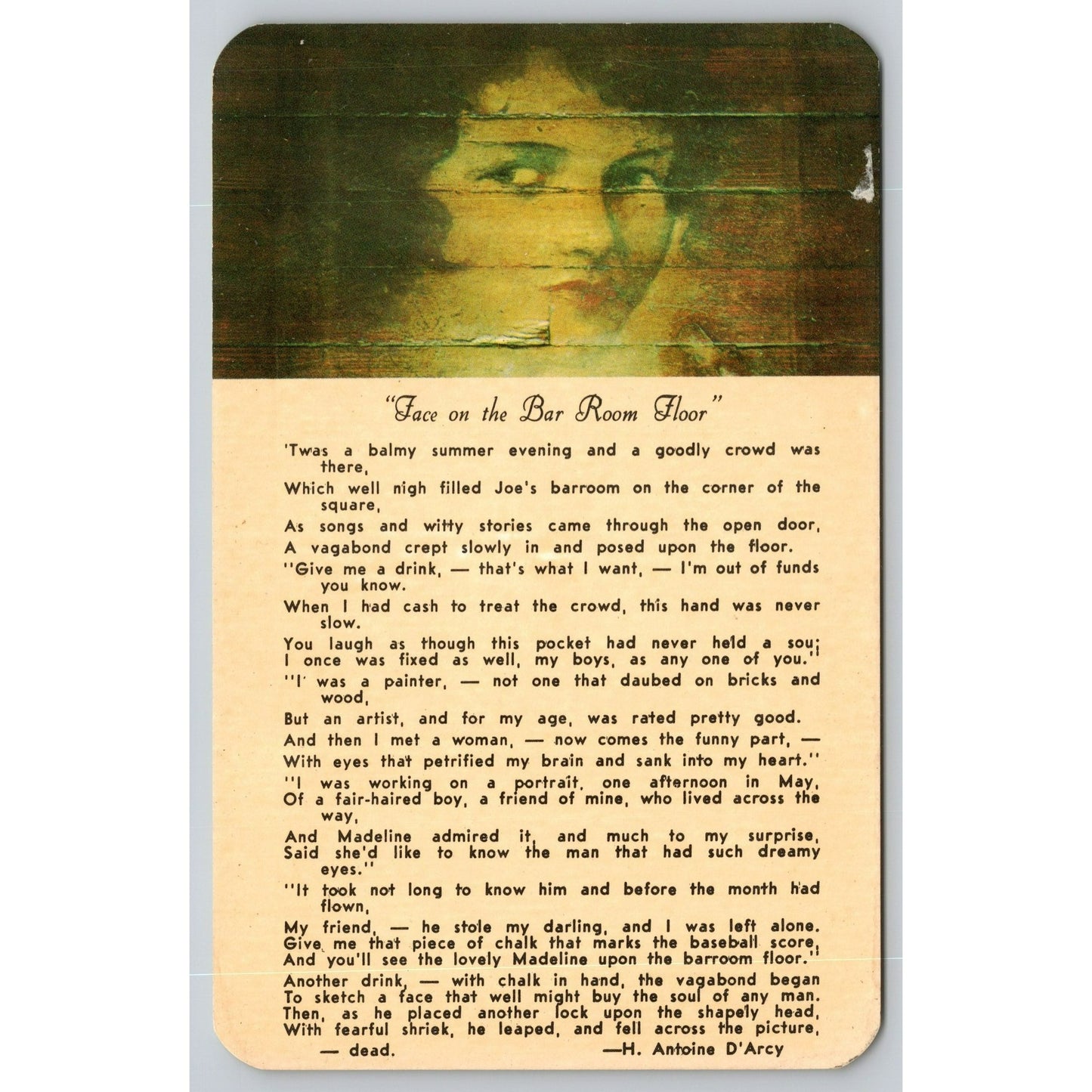 "Face On The Bar Room Floor" Postcard By Dexter Press