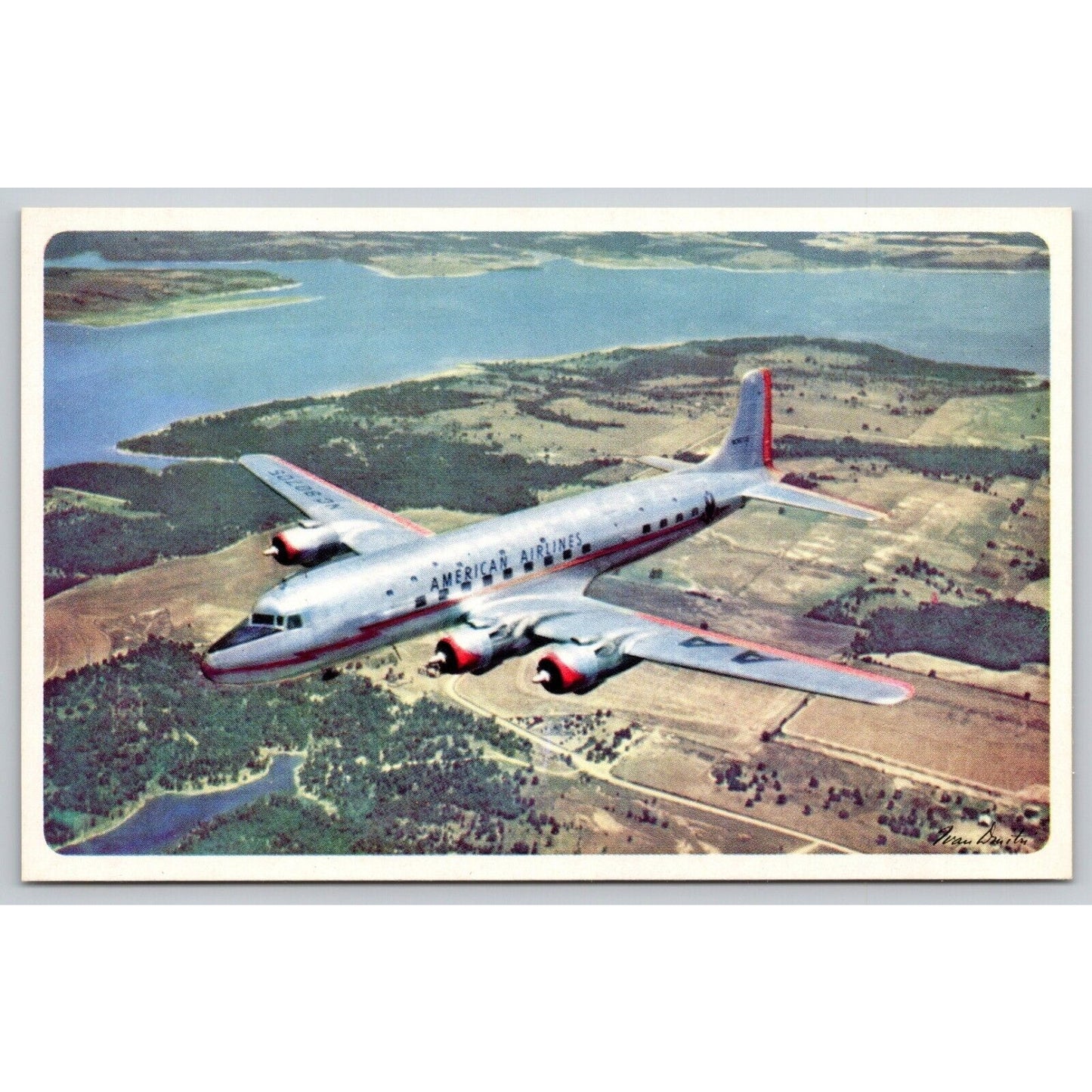 Postcard American Airlines In Flight Itinerary Card