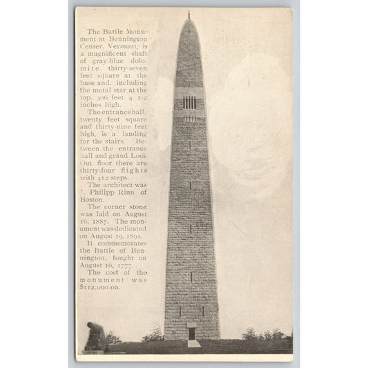 Postcard VT Bennington The Battle Monument DB UNP A4