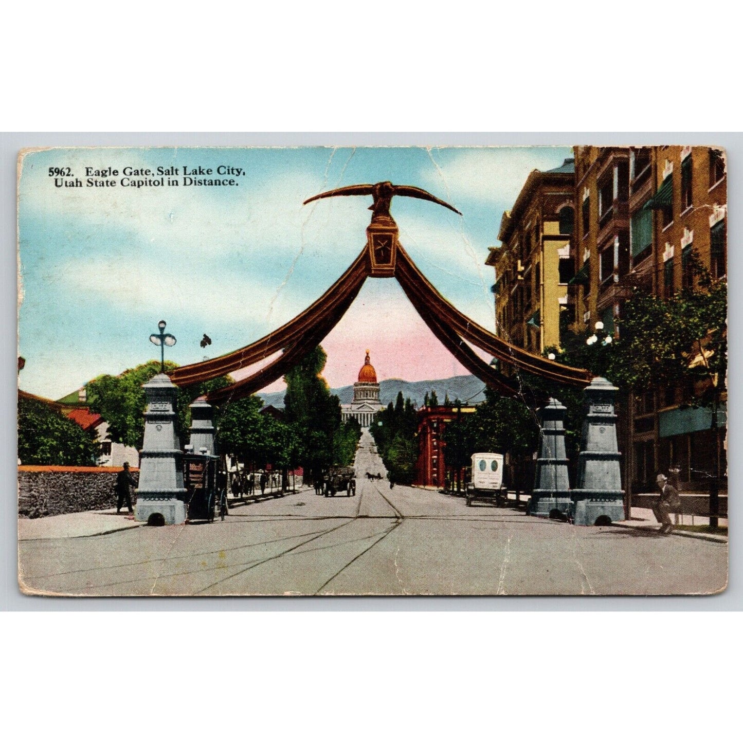 Postcard UT Salt Lake City Eagle Gate State Capitol