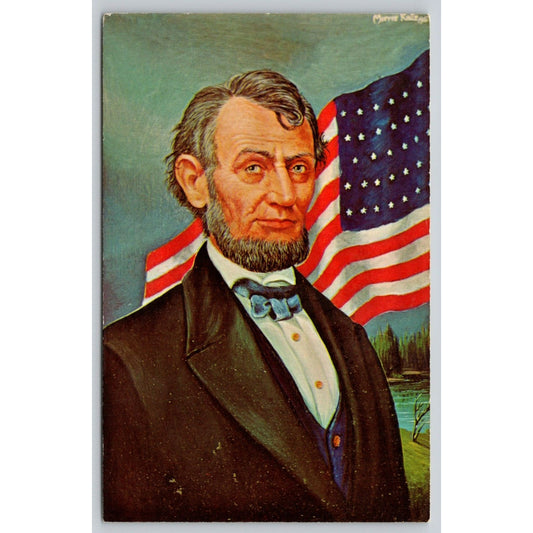 Postcard Abraham Lincoln Oil Painting Morris Katz UNP B3