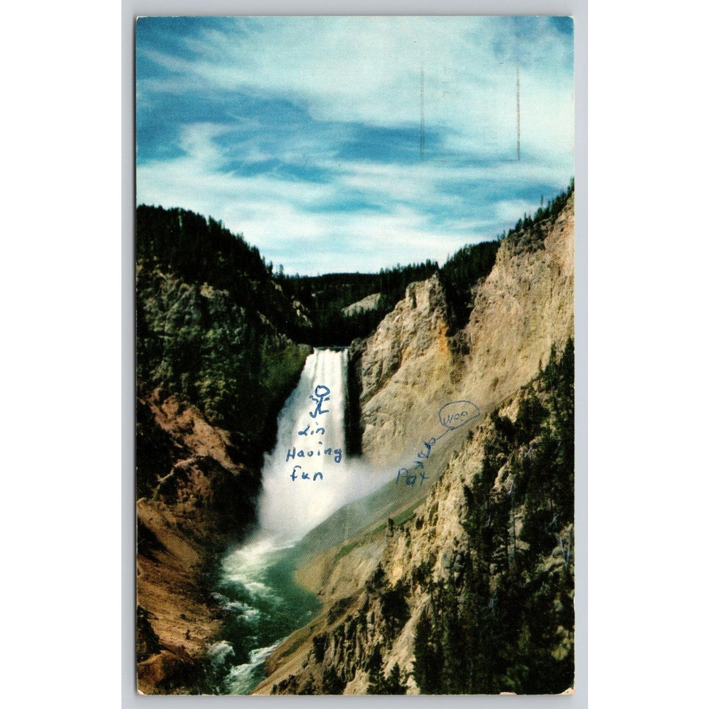 Postcard WY Yellowstone Lower Great Falls Of The Yellowstone