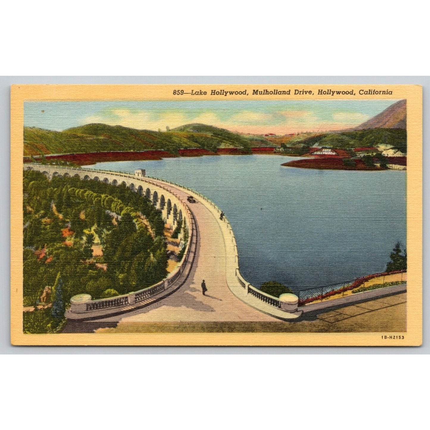 Postcard CA Hollywood Lake Hollywood Mulholland Drive