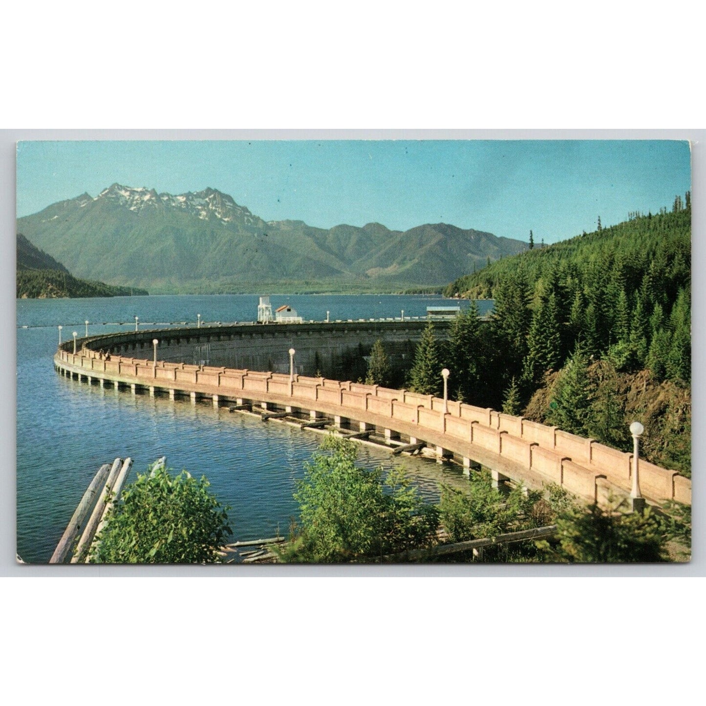 Postcard Washington Cushman Dam No 1 Olympic Mountains UNP A3