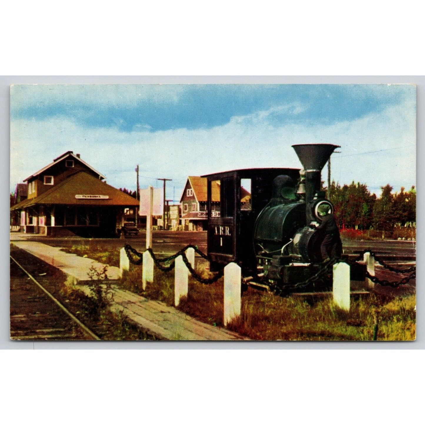 Postcard Alaska Fairbanks Railroad Station UNP B38