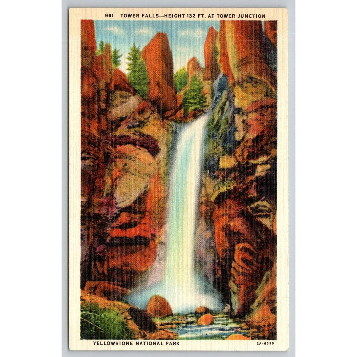 Postcard WY Yellowstone National Park Tower Falls At Tower Junction