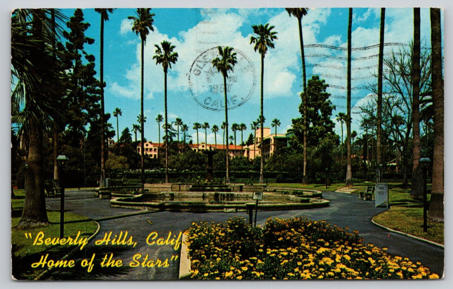 Postcard CA Beverly Hills Palm Lined Will Rogers State Park Beverly Hills Hotel