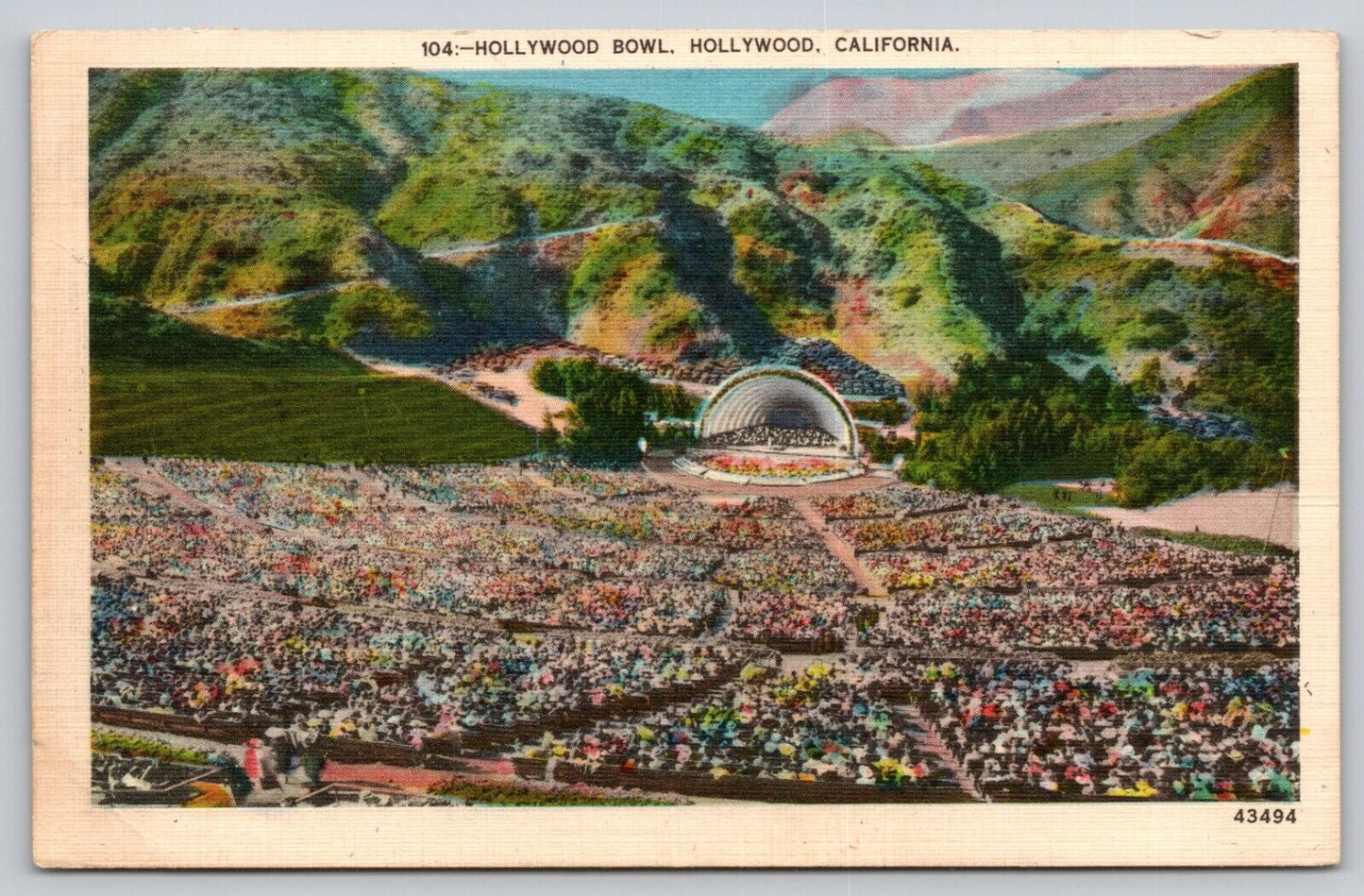 Postcard CA Hollywood Hollywood Bowl 14021