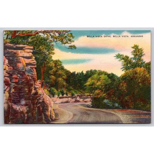 Postcard AR Bella Vista Bella Vista Drive Linen UNP A11