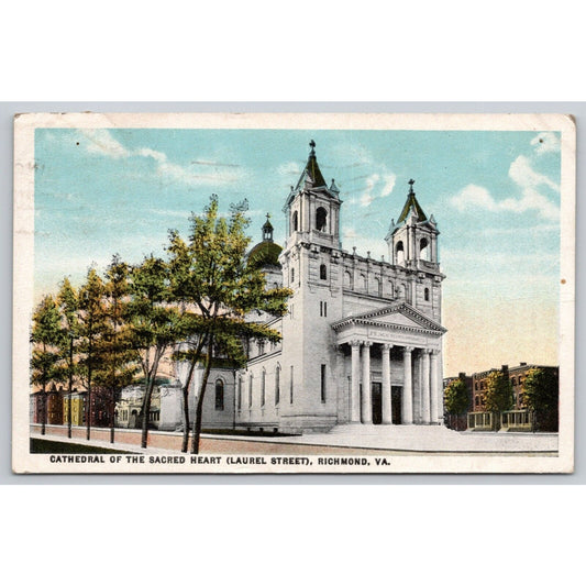 Postcard VA Richmond Cathedral Of The Sacred Heart Laurel Street