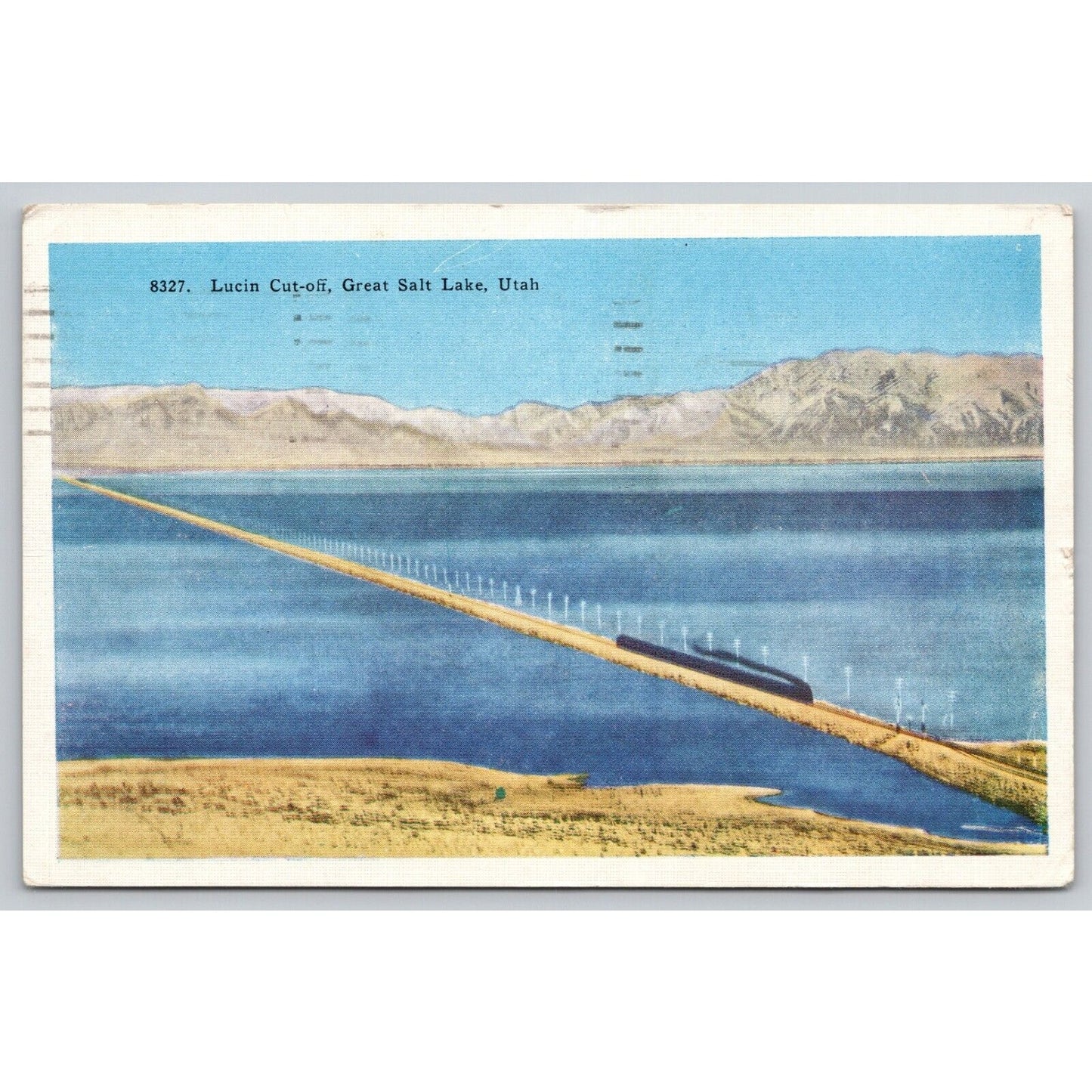 Postcard UT Great Salt Lake Lucin Cut-Off Southern Pacific