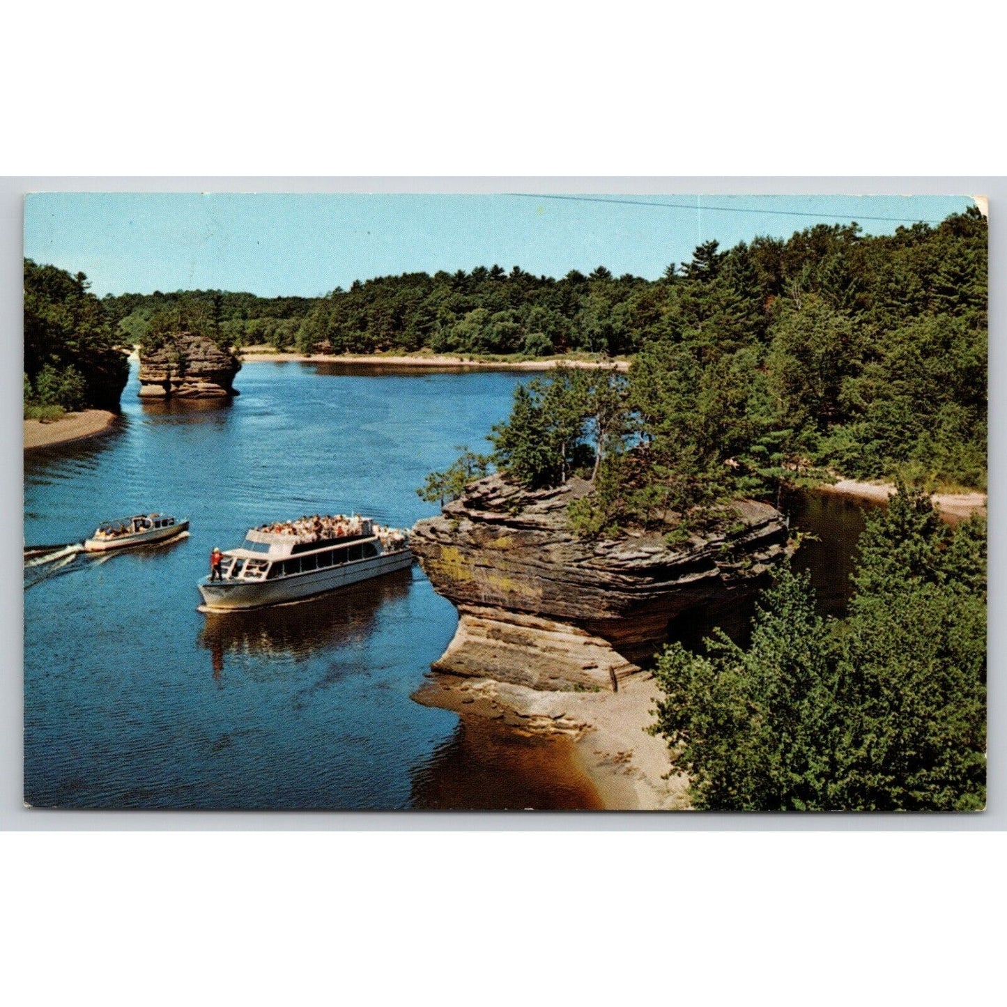 Postcard WI Wisconsin Dells Air View Lower Dells Rocky Islands