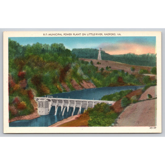 Postcard VA Radford Municipal Power Plant On Little River UNP A4