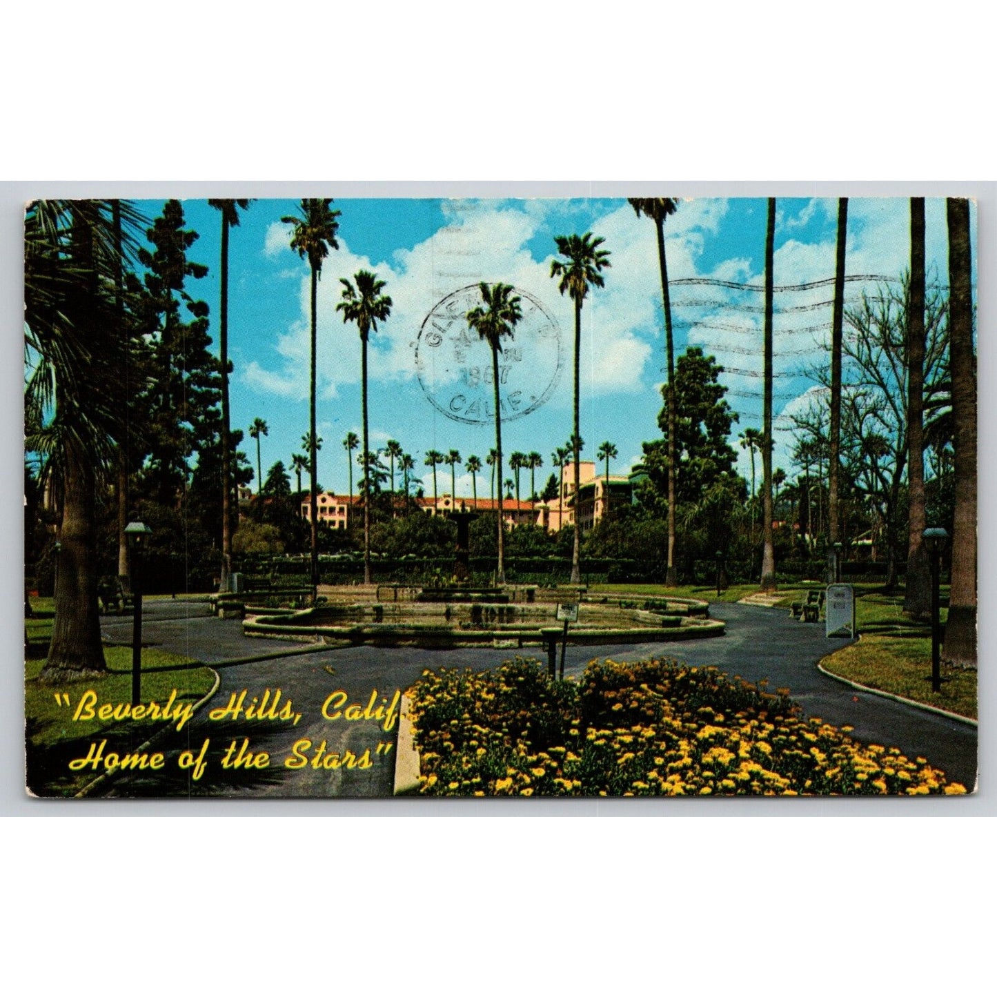 Postcard CA Beverly Hills Palm Lined Will Rogers State Park Beverly Hills Hotel