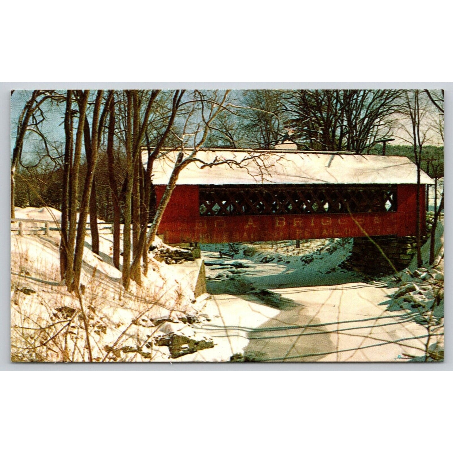 Postcard VT Brattleboro The Creamery Covered Bridge In Winter UNP A23