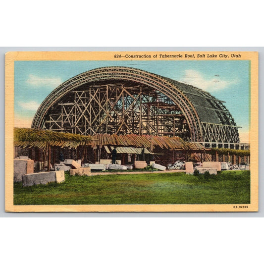 Postcard UT Salt lake City Construction Of Tabernacle Roof