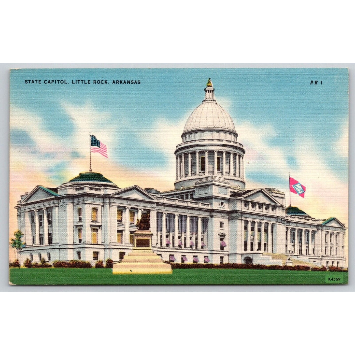 Postcard AR Little Rock State Capitol Linen A21