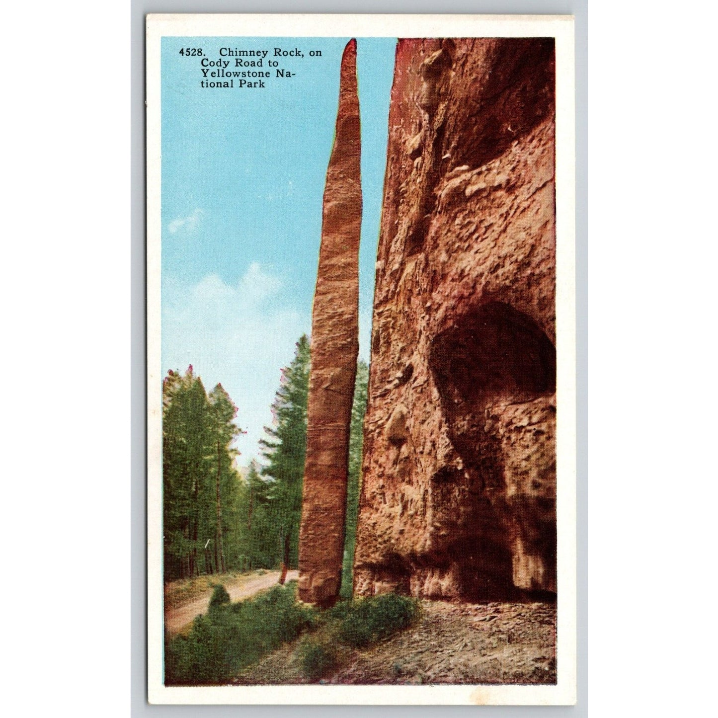 Postcard WY Yellowstone National Park Chimney Rock On Cody Road WB UNP A10