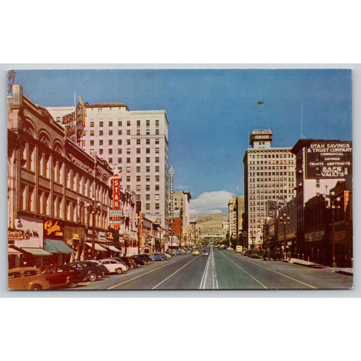 Postcard Utah Salt Lake City Main Street Walker Bank Utah Savings & Trust B13