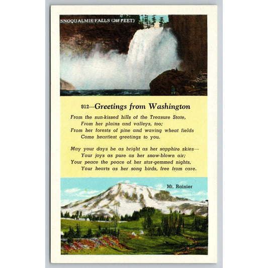 Postcard WA Greetings From Washington Poem