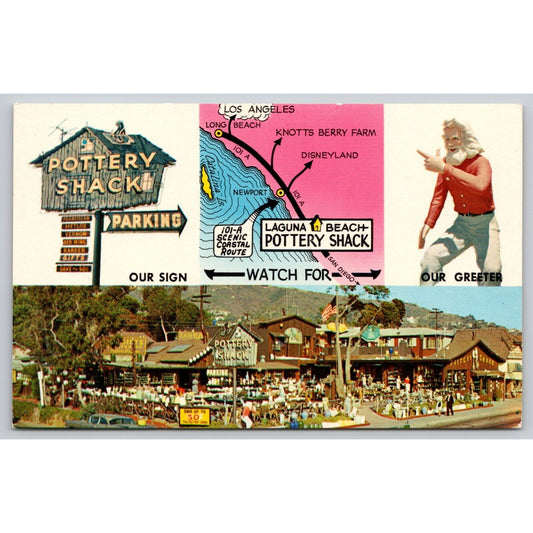 Postcard CA laguna Beach Pottery Shack South Coast Highway UNP B2