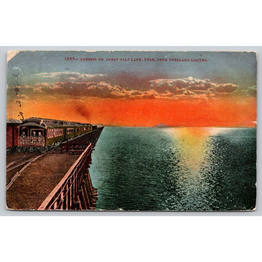 Postcard UT Sunrise On Great Salt Lake From Overland Limited