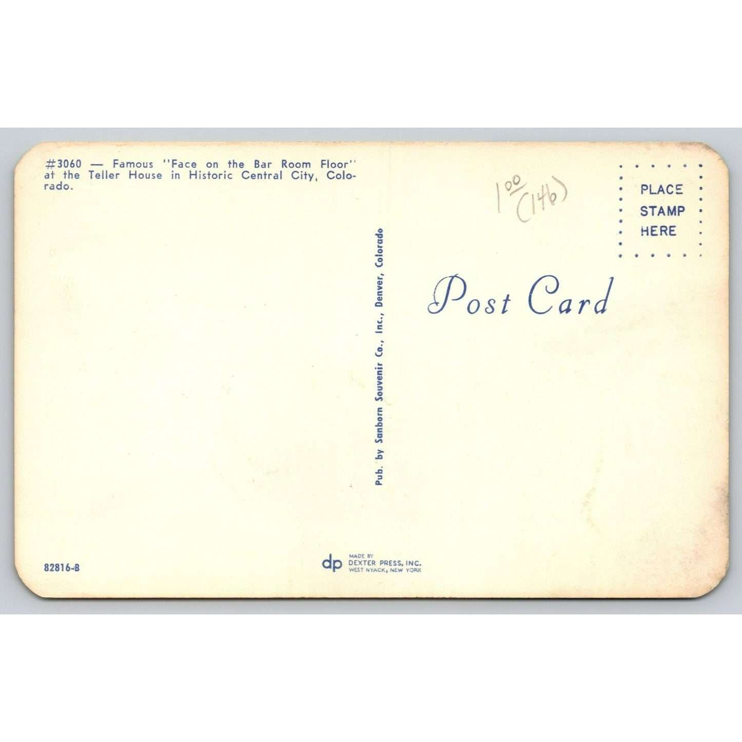 "Face On The Bar Room Floor" Postcard By Dexter Press