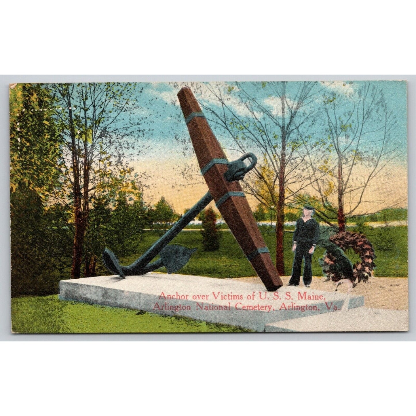 Postcard VA Arlington Anchor Over Victims Of U.S.S. Maine Arlington Cemetery