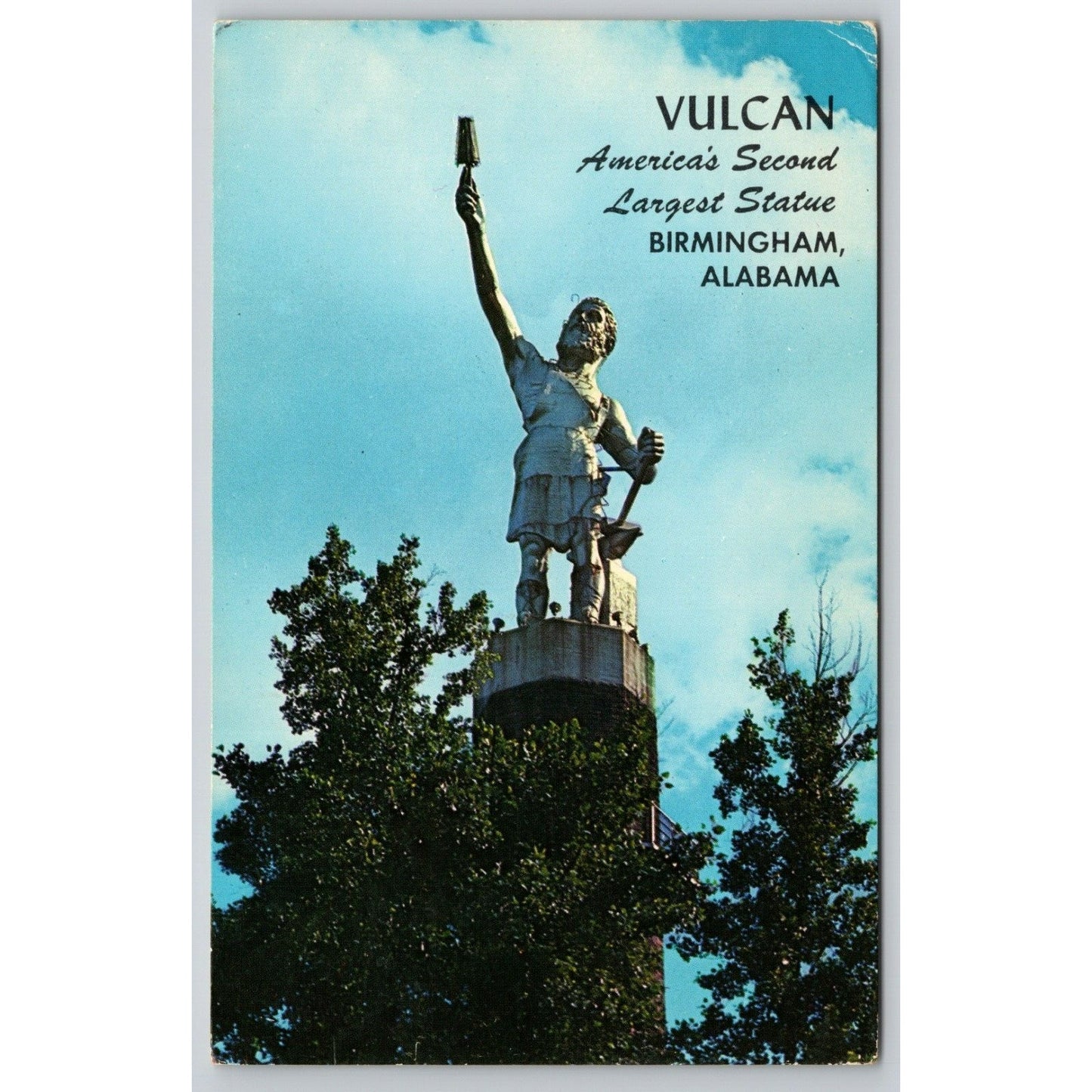 Postcard AL Birmingham Vulcan Statue Atop Red Mountain B18