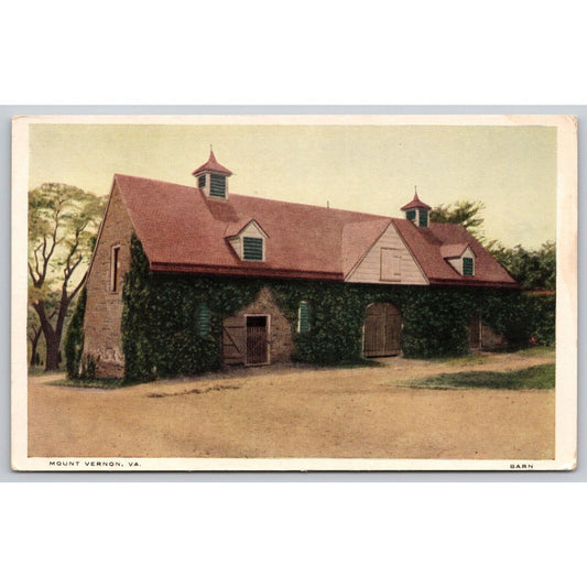 Postcard VA Mount Vernon Barn Scene UNP A9