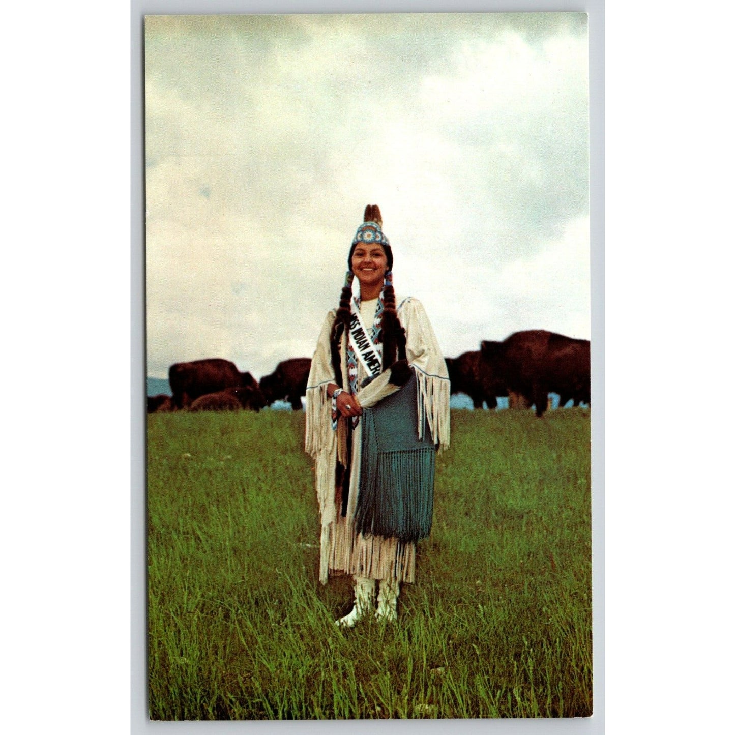 Postcard WY Sheridan Claire Manning Miss Indian America XXI UNP B13