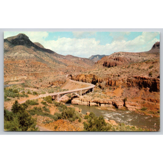 Postcard AZ Globe Salt River Bridge Chrome UNP A24