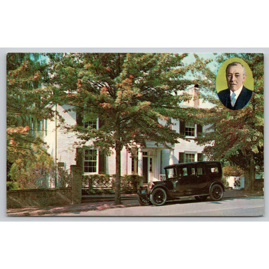 Postcard VA Staunton Woodrow Wilson's Birthplace Classic Car