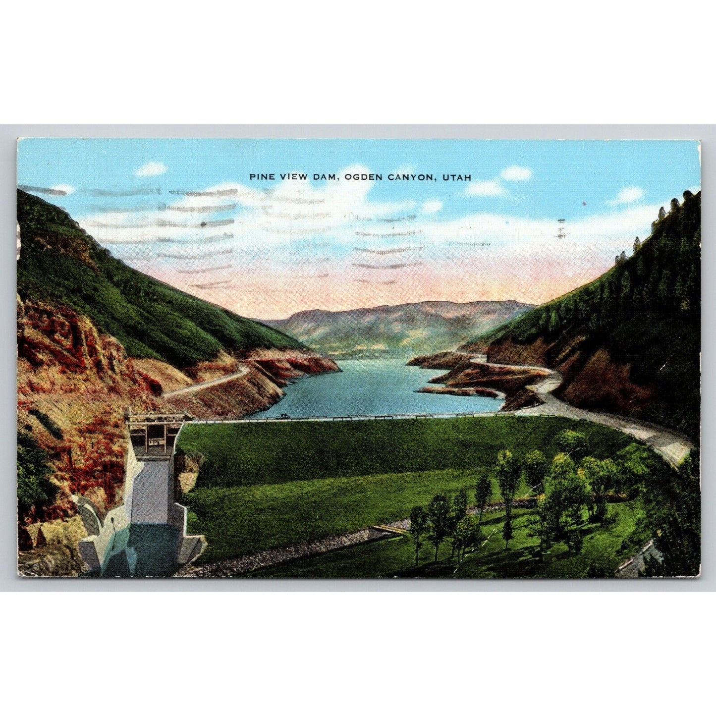 Postcard UT Ogden Canyon Pine View Dam