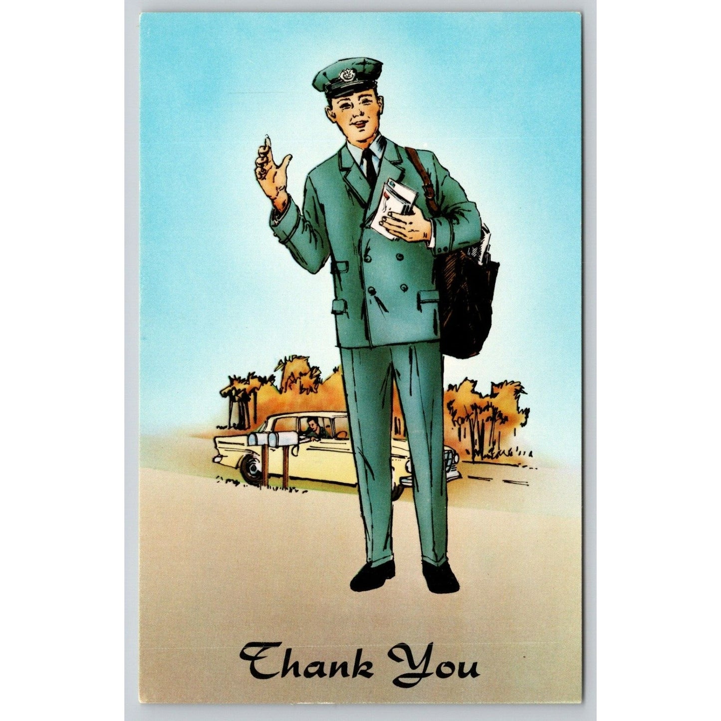 Postcard USPS Mailman Thank You Card