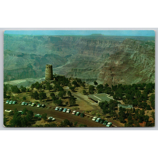 Postcard AZ Grand Canyon Park Aerial View Of The Watchtower At Desert View A27