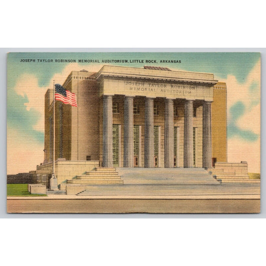 Postcard AR Arkansas Little Rock Joseph Taylor Memorial Auditorium Linen A9