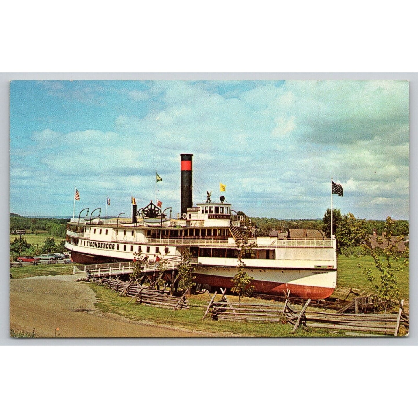 Postcard VT Shelburne Sidewheeler Ticonderoga Shelburne Museum