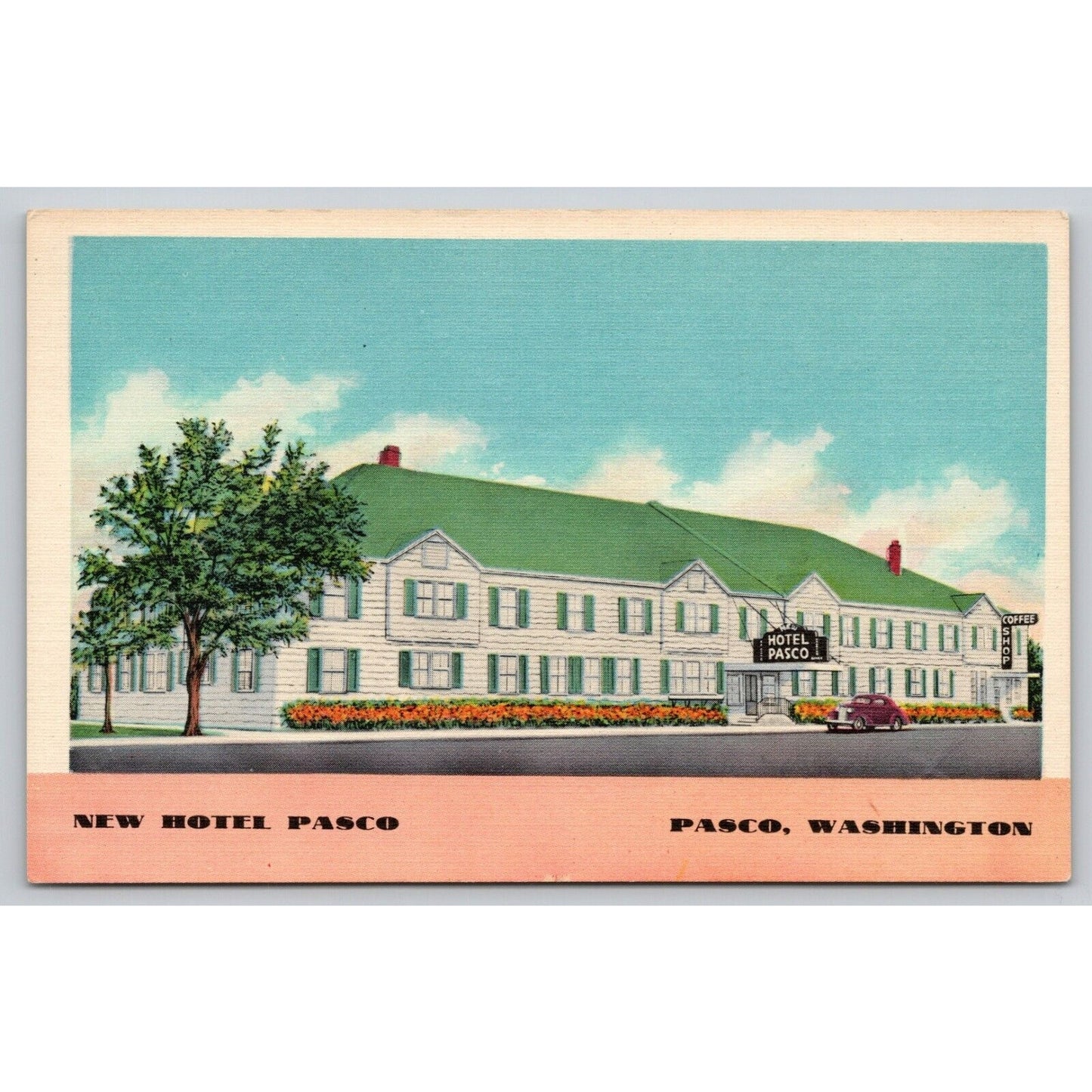 Postcard WA Pasco New Hotel Pasco Linen UNP A5