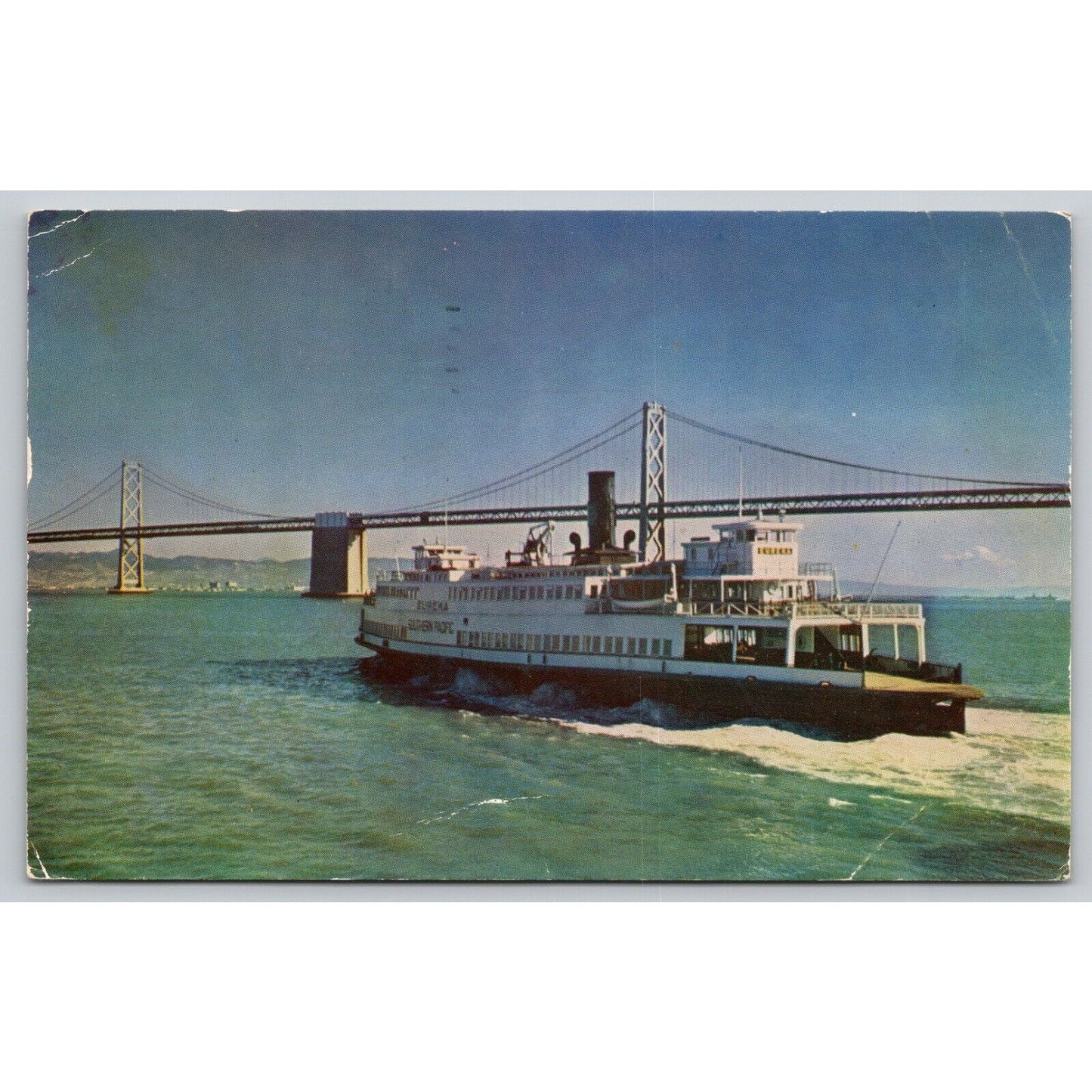 Postcard CA Ferry Boat And Bay Bridge 13992