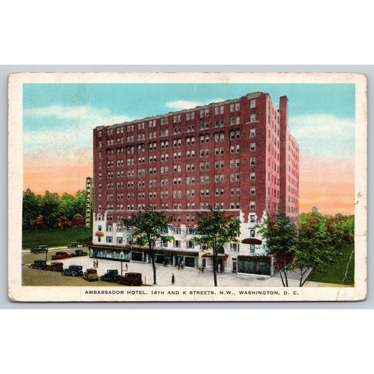 Postcard Washington D.C. Ambassador Hotel WB UNP A11