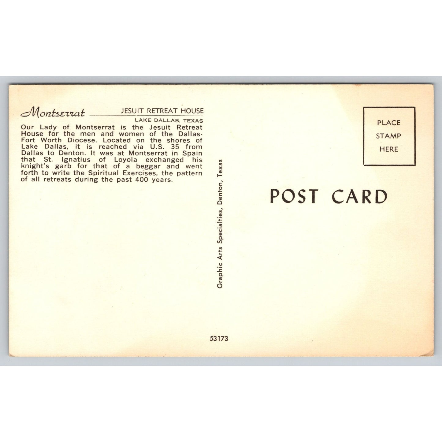 Vintage Montserrat Jesuit Retreat House Postcard
