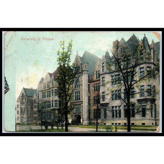 Postcard University Of Chicago DB Horse and Buggy Cobb Hall