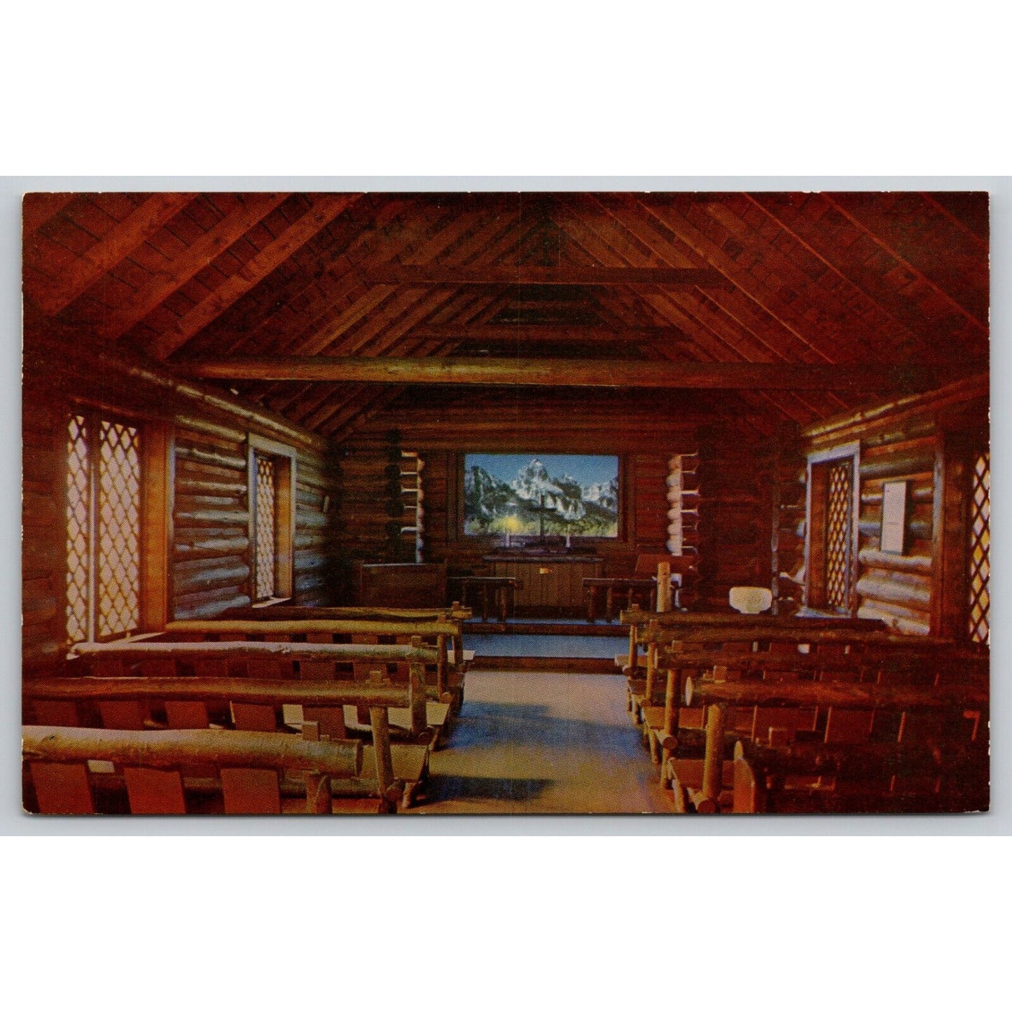 Postcard WY Moose Interior View Chapel Of The Transfiguration