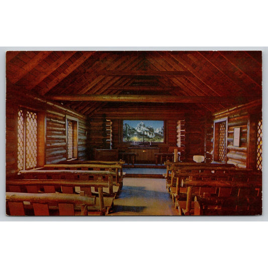 Postcard WY Moose Interior View Chapel Of The Transfiguration