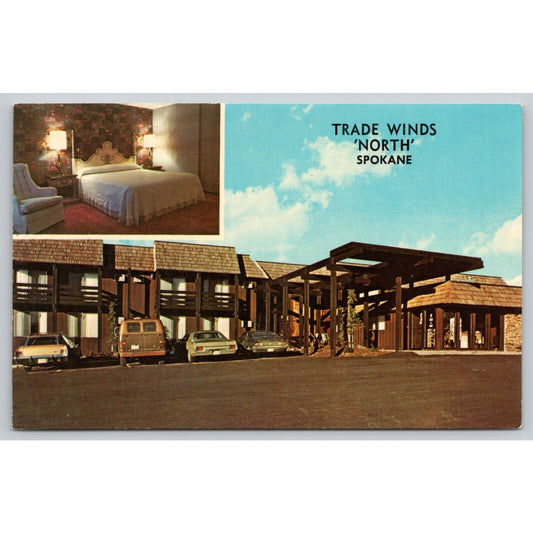 Postcard WA Spokane Trade Winds North Motel