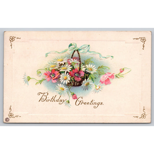 Postcard Birthday Greetings Flowers In Basket 11463