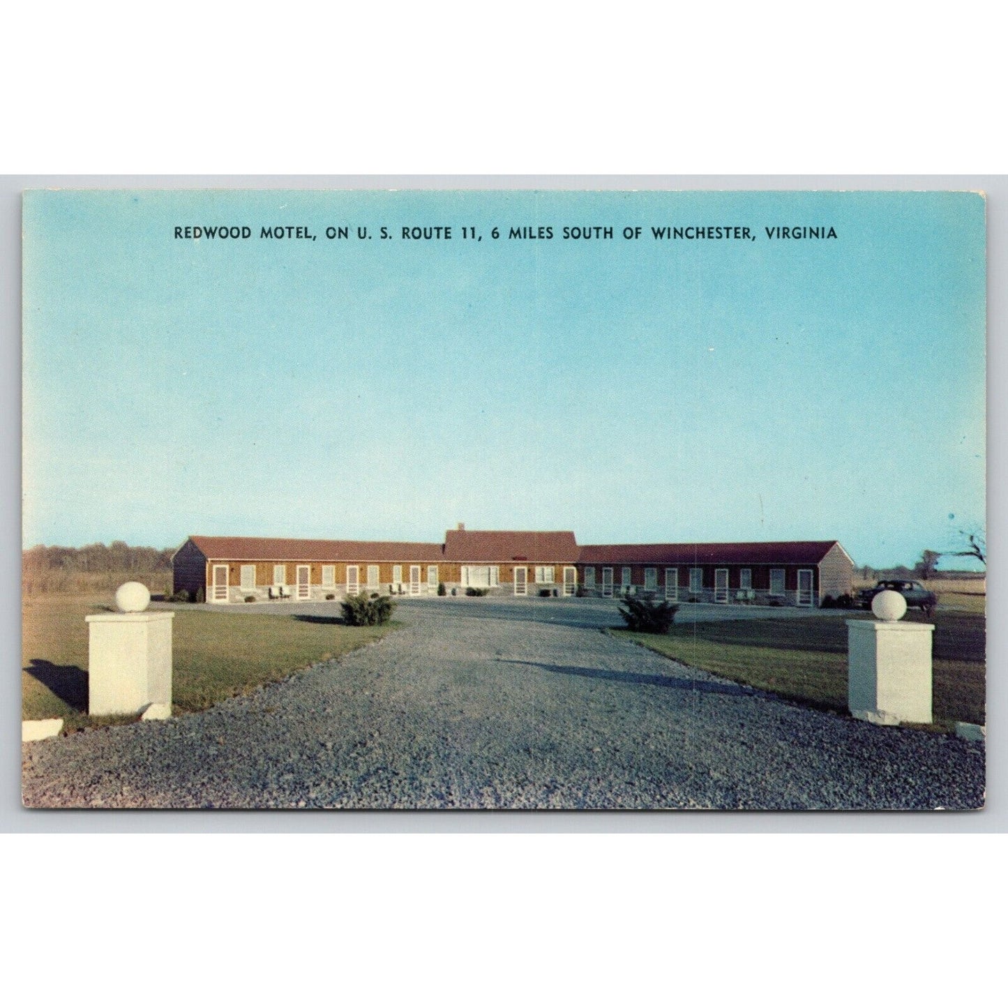 Postcard VA Winchester Redwood Motel U.S. Route 11