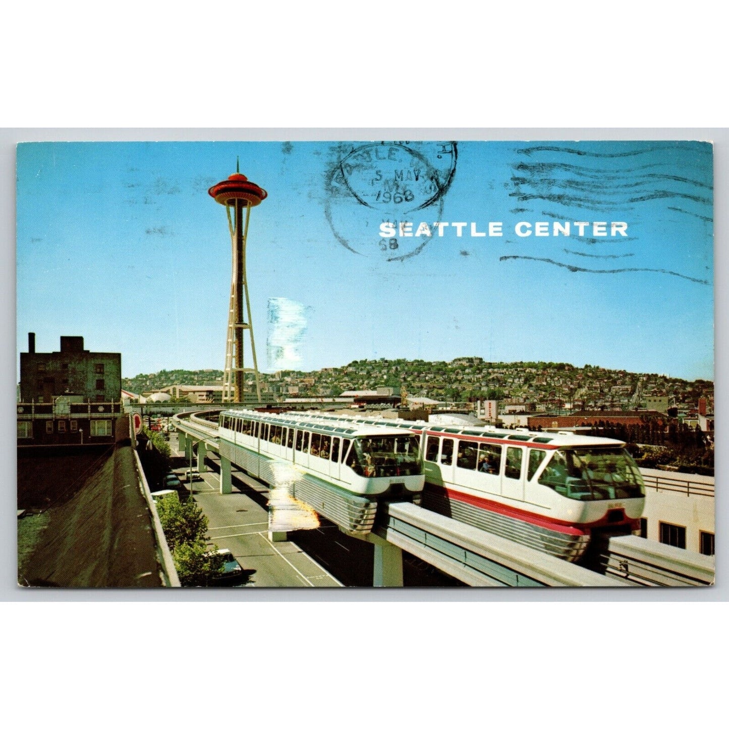 Postcard WA Seattle Alweg Monorail Space Needle