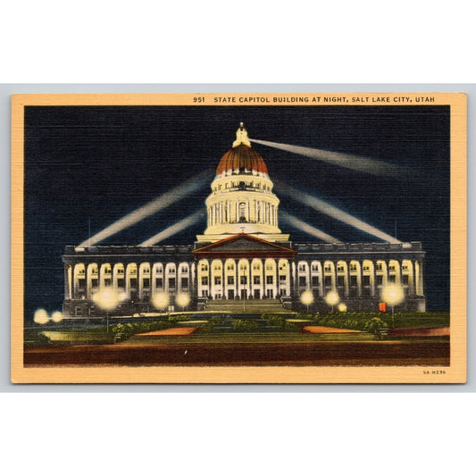 Postcard UT Salt Lake City State Capitol At Night